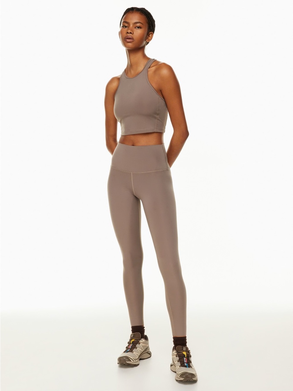 Aritizia TNAction Matching Workout set in taupe